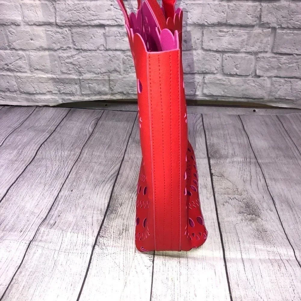 Elizabeth Arden laser cut tote red/purple-pink OS